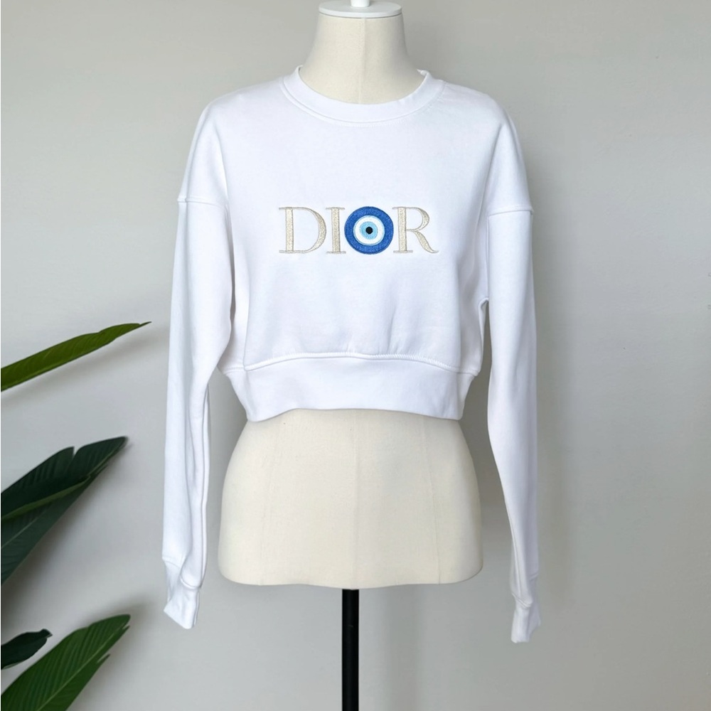 DI🧿R evil eye cropped sweatshirt